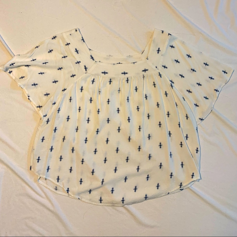 Navy and White Boho Blouse